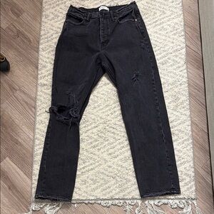 Abercrombie & Fitch Black Straight Leg Jeans Distressed